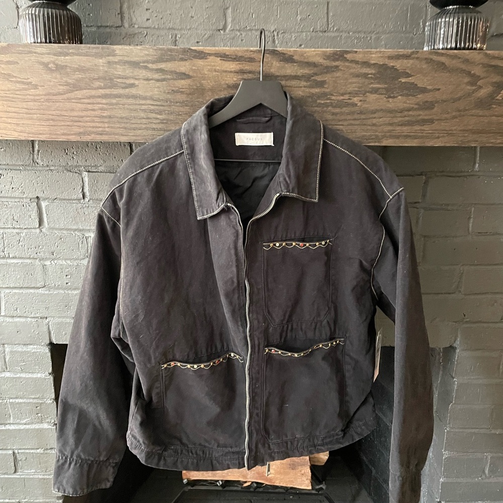 PacSun Black Jacket with Embroidered Accents